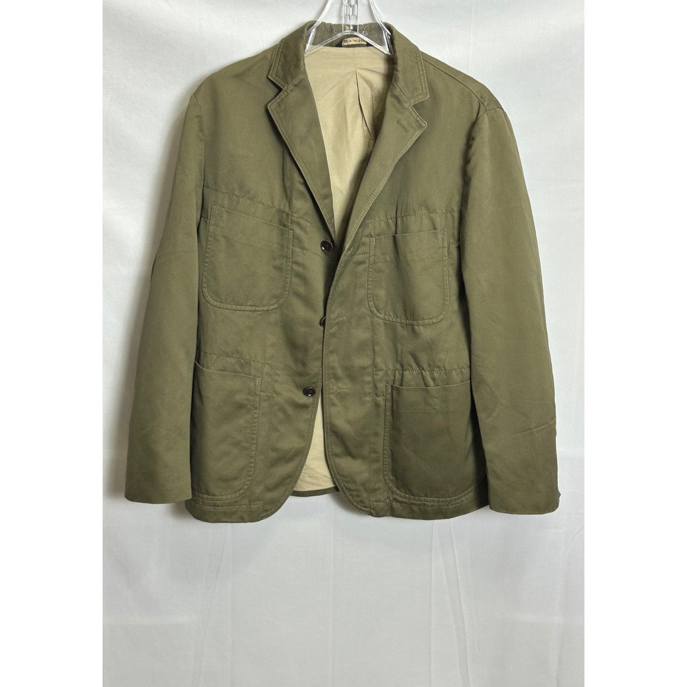 Banana Republic Mens 40S Olive Green Cotton Linen Safari Blazer Field Jacket - Picture 9 of 16